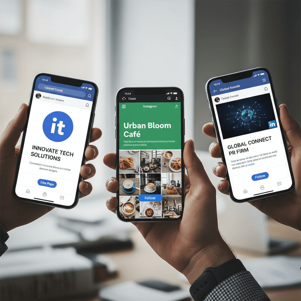 Social media profiles on mobile screens